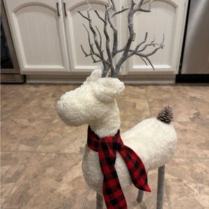 RARE Pottery Barn Reindeer with Red Plaid Scarf